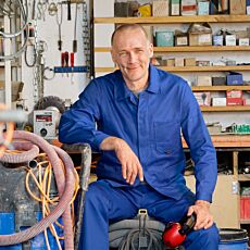 Arbeitsjacke blau mit Doppelnähten royal