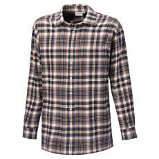 Chemise à carreaux en flanelle de coton brun
