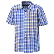 Kariertes Kurzarmhemd gelb-blau