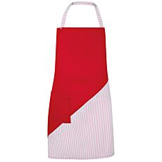 Latzschürze mit Farbakzent und aufgesetzter Tasche rot