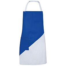 Latzschürze mit Farbakzent und aufgesetzter Tasche blau