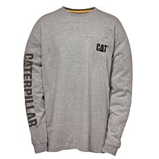 Shirt à manches longues CAT Trademark Banner en 100% coton gris