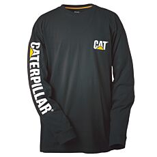 Shirt à manches longues CAT Trademark Banner en 100% coton noir