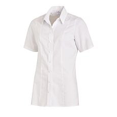 Bluse chlorecht mit Stretch kurzarm weiss
