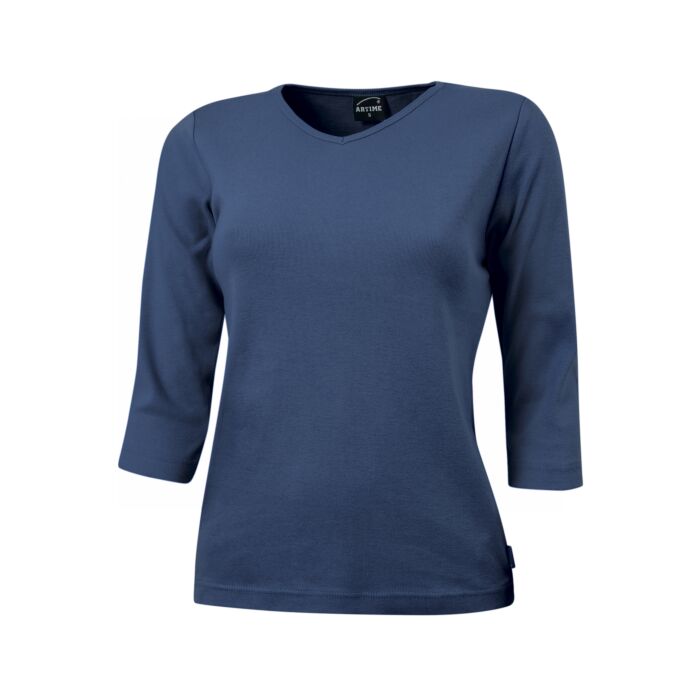 Shirt côtelé à manches 3/4 et encolure en V