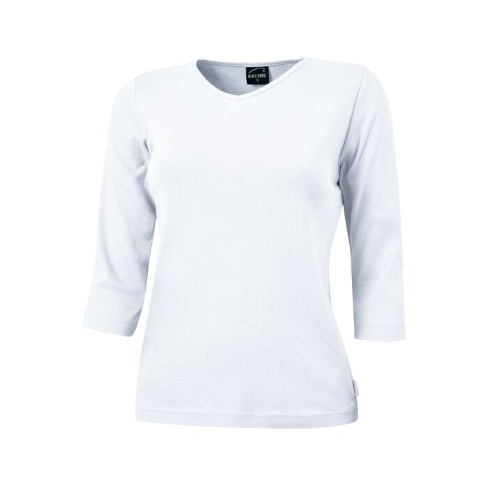 Shirt côtelé à manches 3/4 et encolure en V