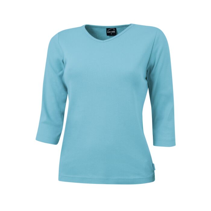 Shirt côtelé à manches 3/4 et encolure en V