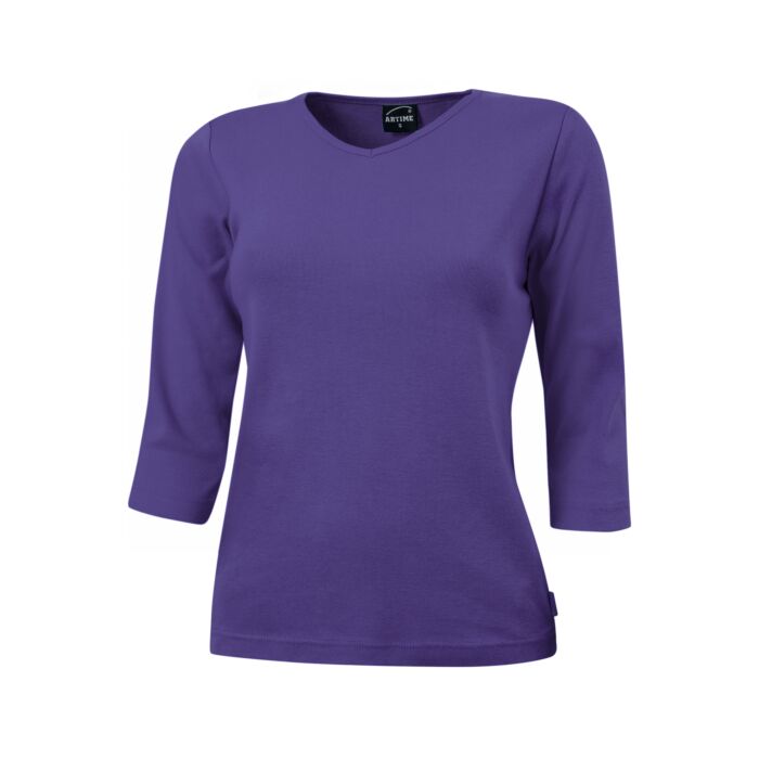 Shirt côtelé à manches 3/4 et encolure en V