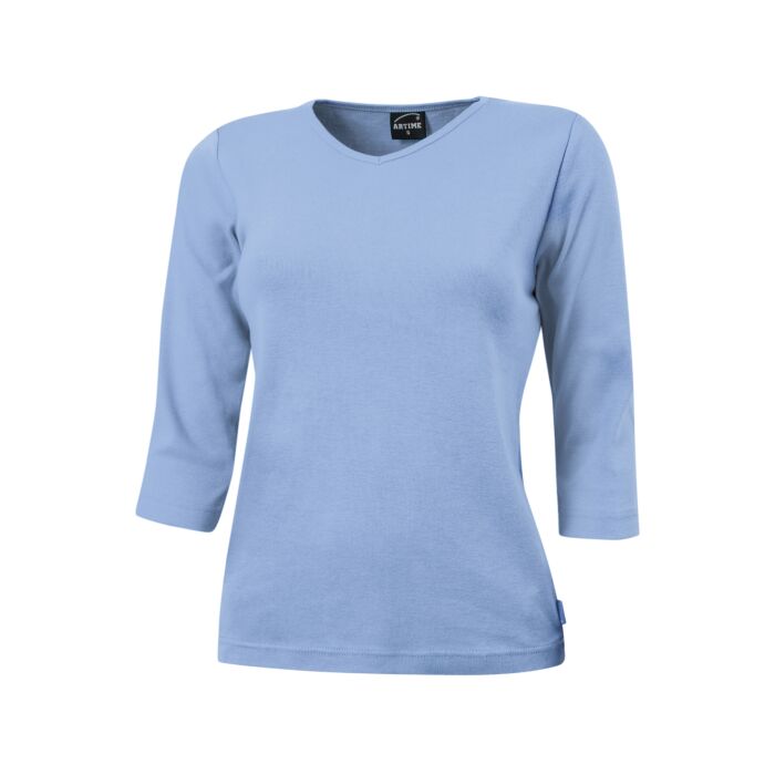 Shirt côtelé à manches 3/4 et encolure en V