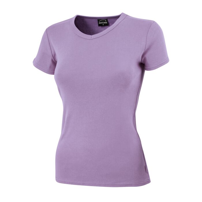 T-shirt côtelé à encolure en V arrondie