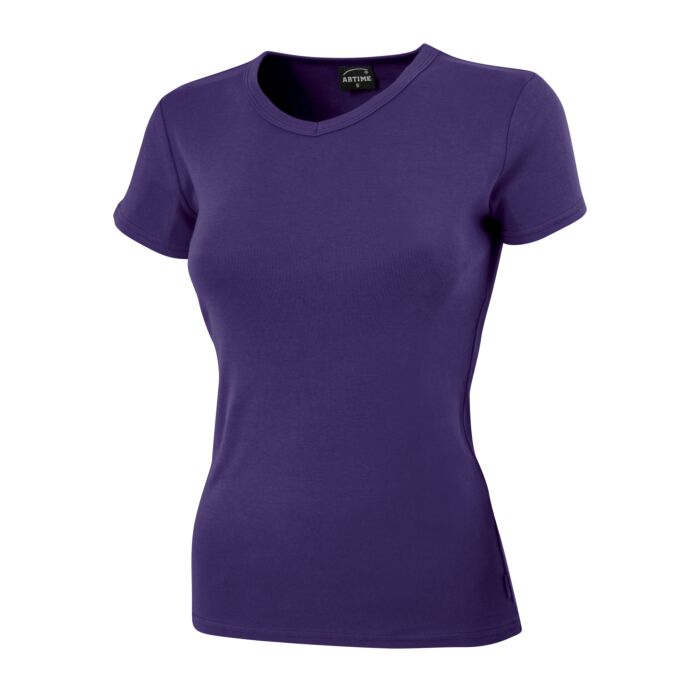 T-shirt côtelé à encolure en V arrondie