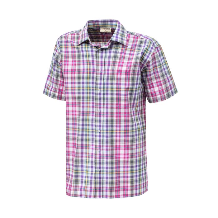 Chemise à manches courtes et carreaux, violet-pink