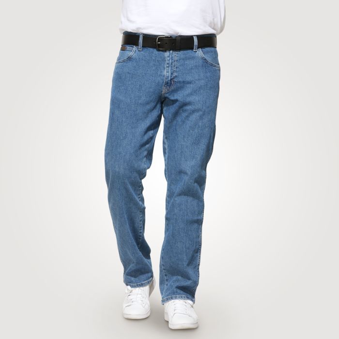 Jean WRANGLER straight fit et stone wash pour hommes main product photo