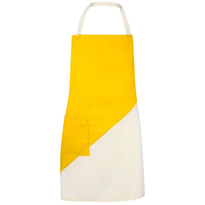 Latzschürze mit Farbakzent und aufgesetzter Tasche