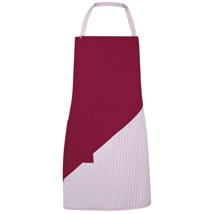 Latzschürze mit Farbakzent und aufgesetzter Tasche