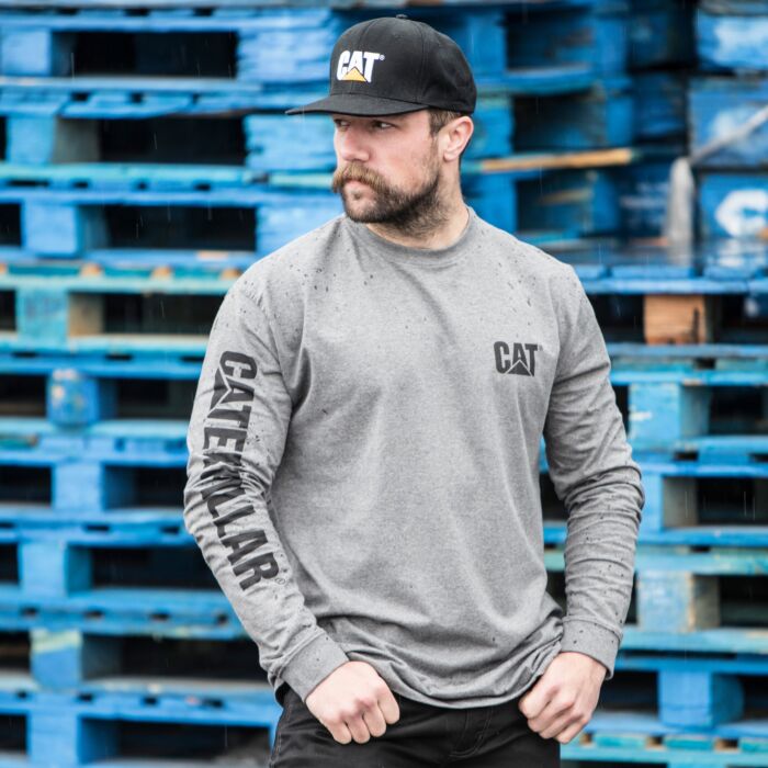 CAT Langarmshirt Trademark Banner aus 100% Baumwolle