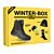Box avec chaussure de sécurité d'hiver, bonnet, gants, chaussettes